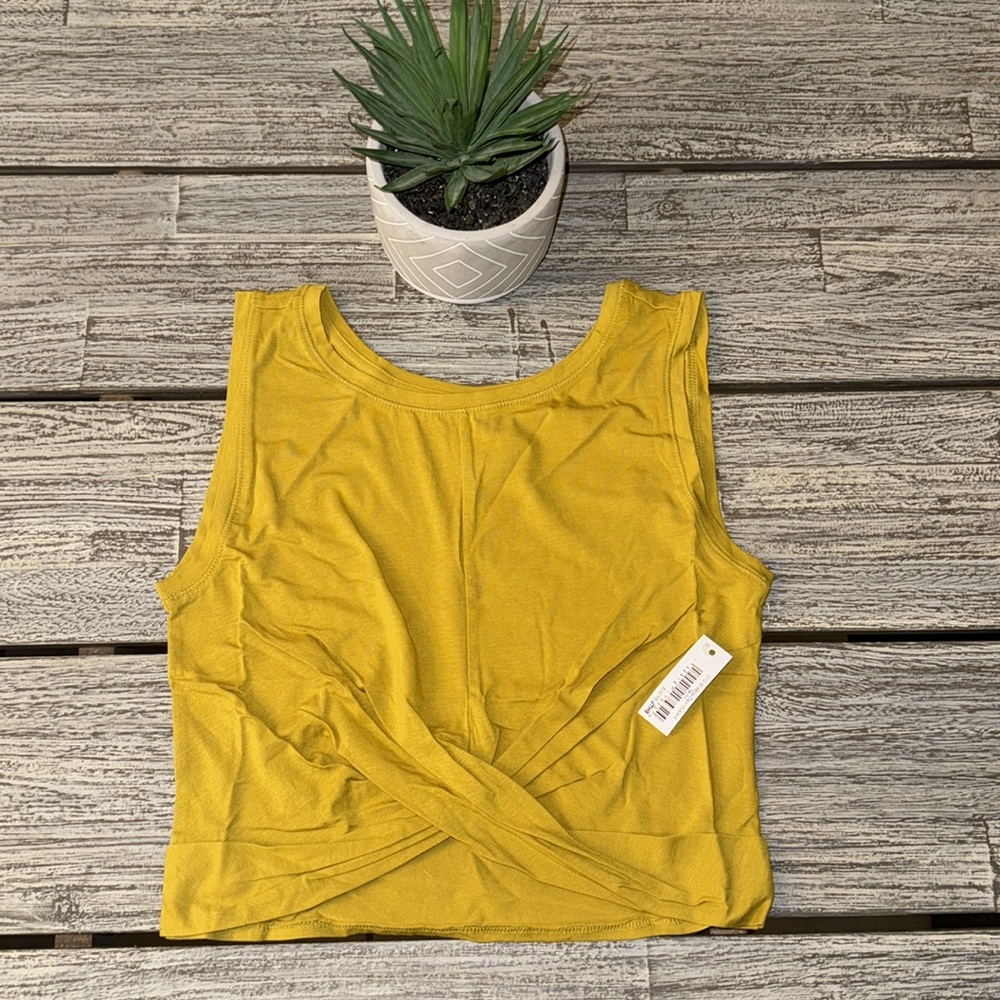 NWT Core 10 Knot Front Yoga Crop Tank, Mustard yellow, Sz Small or 2XL